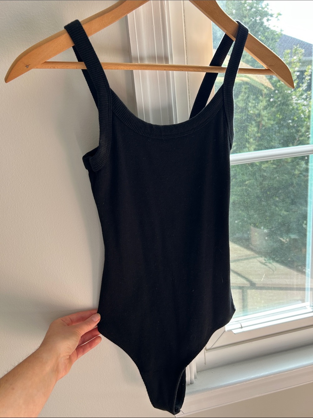 Abercrombie Black Ribbed Tank Bodysuit